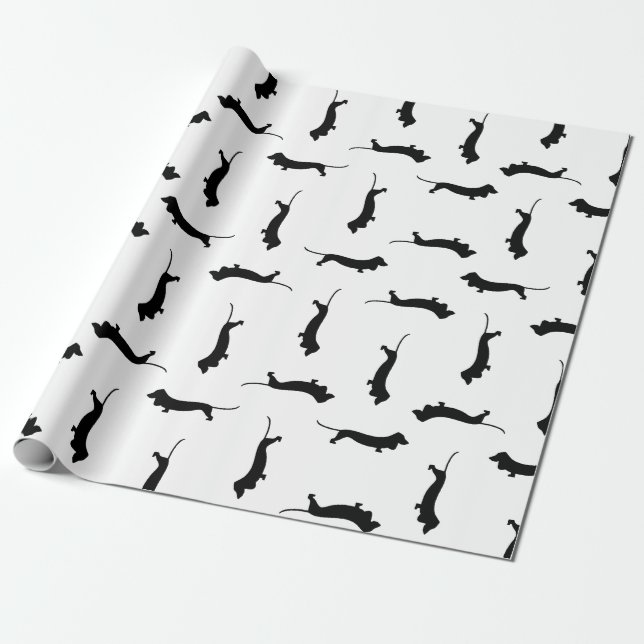 Papier Cadeau Dachshund Chien Silhouettes COULEUR ARRIÈRE - PLAN (Déroulé)