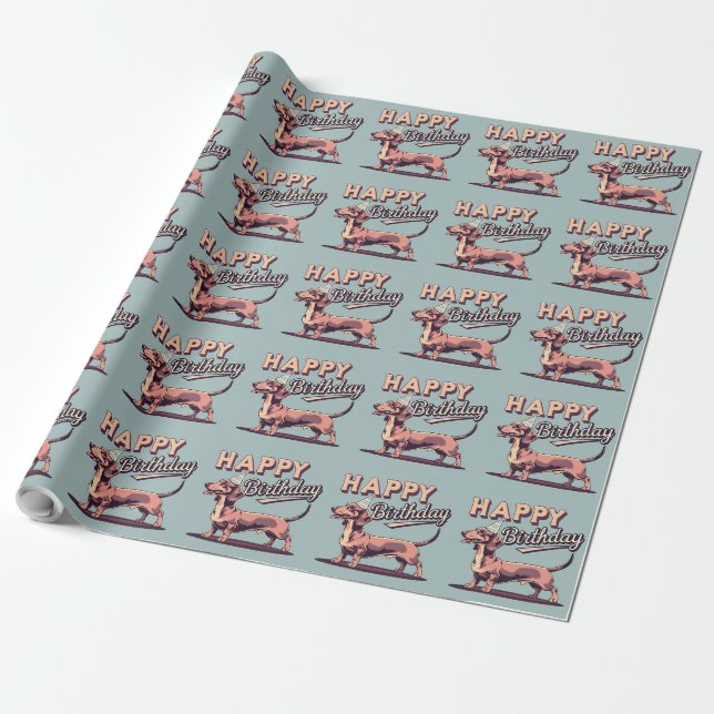 Papier Cadeau Dachshund coloré (Déroulé)