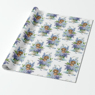 Papier Cadeau Dachshund floral à Lilacs
