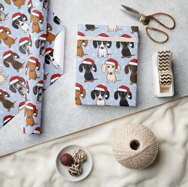 Papier Cadeau Dachshund Noël mignon Wiener Chien Père Noël Holid (Artisanat)
