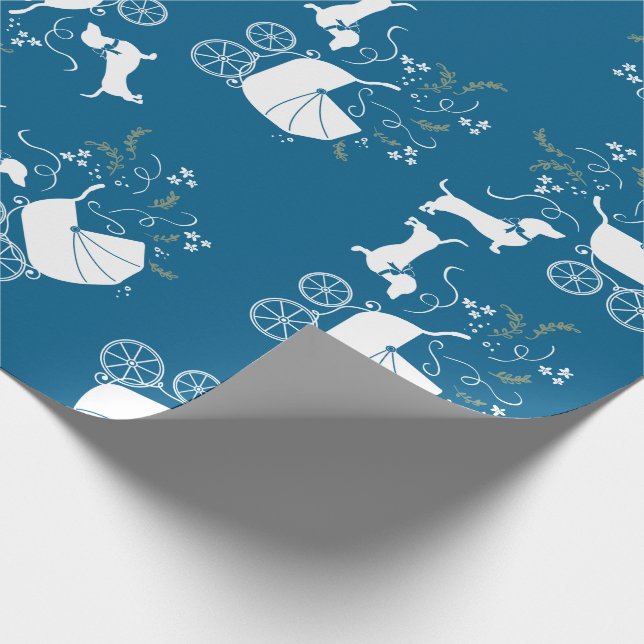 Papier Cadeau Dachshund Wiener Chien Baby shower Blue Boy (Coin)