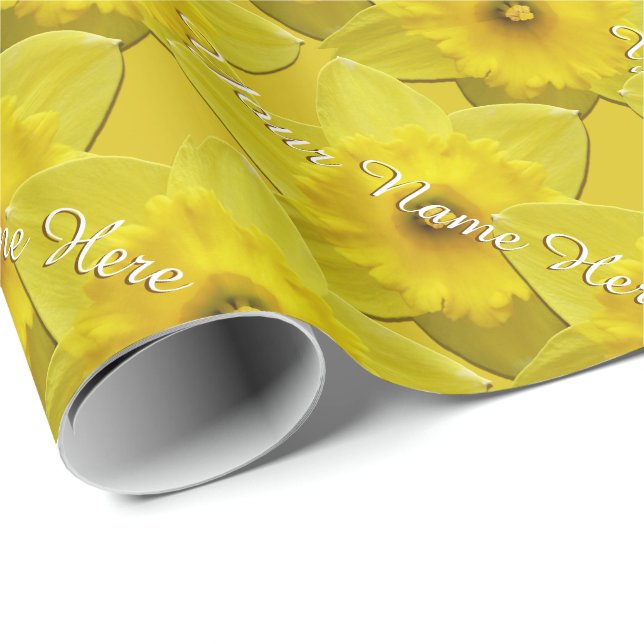 Papier cadeau Daffodil de printemps de Pâques (Coin rond)