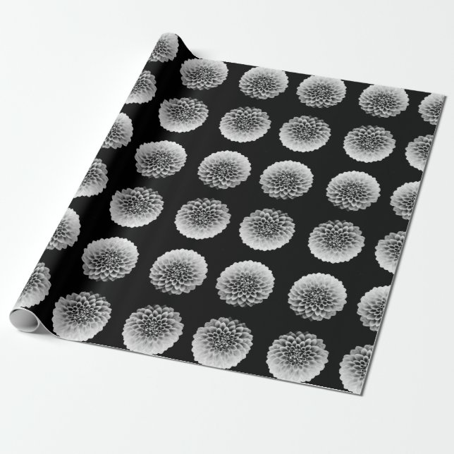 Papier Cadeau Dahlia monochrome (Déroulé)