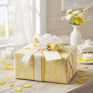 Papier Cadeau Dahlias jaunes pastel