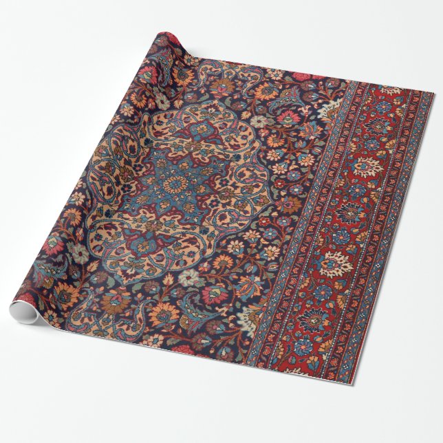 Papier Cadeau Daisée rouge bleue perse inhabituelle  (Déroulé)