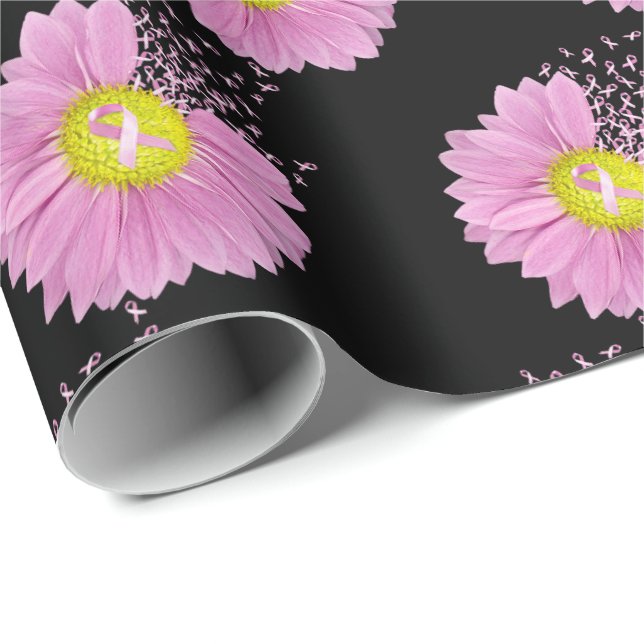 Papier Cadeau Daisy Pink Breast Cancer Survivor Ribbons (Coin rond)