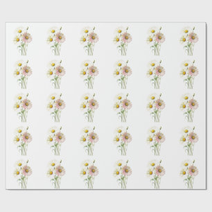 Papier Cadeau Daisy Watercolor Flower Moderne Professionnel