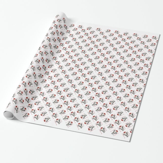 Papier Cadeau Dalmatien (noir) Père Noël Paws (Déroulé)