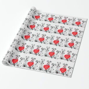 Papier Cadeau Dalmatiens Heureuse Sainte-Valentin de coeur de ch