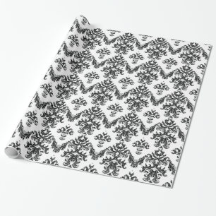 Papier cadeau Damas noir blanc noir
