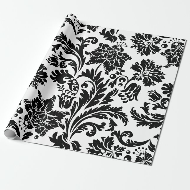 Papier Cadeau Damas noir et blanc (Déroulé)