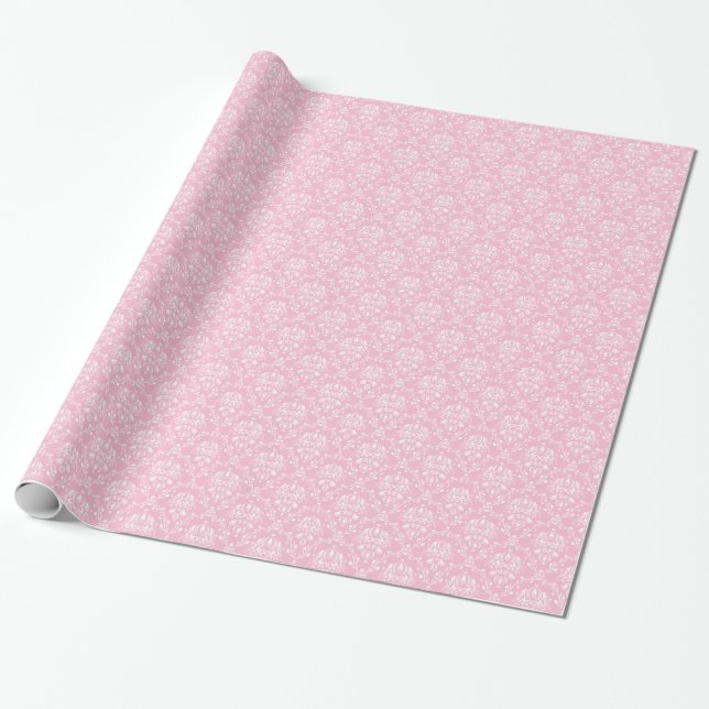 Papier Cadeau Damas rose et blanc (Déroulé)