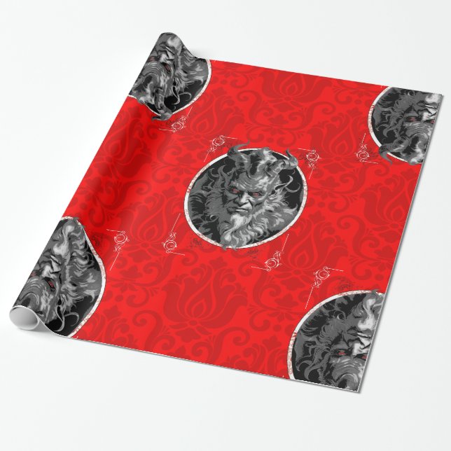 Papier Cadeau damas rouge de noël funeste krampus (Déroulé)