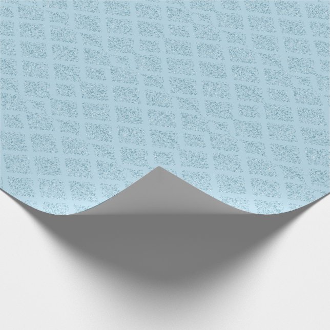 Papier Cadeau Damask Blue Diamond Design Elégant Baby shower gar (Coin)