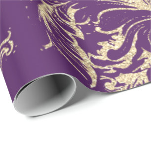 Papier Cadeau Damask Faux Gold Royal Purple Antonietta Cottage