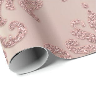 Papier Cadeau Damask Rose Gold Royal Metallic Pearly Cottage