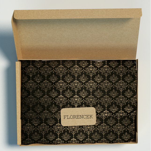 Papier Cadeau Damask Royal Chic Golden Velvet Black Gold (Damask Royal Chic Golden Velvet Black Gold Wrapping Paper)