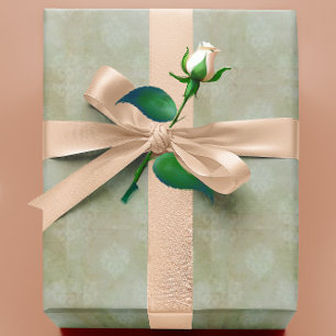 Papier Cadeau Damask vintage victorien vert fumé délavé