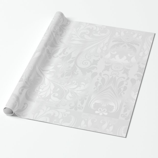 Papier Cadeau Damassé blanche élégante (Déroulé)