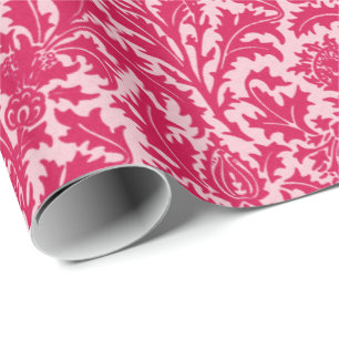 Papier Cadeau Damassé de chardon de William Morris, rose de