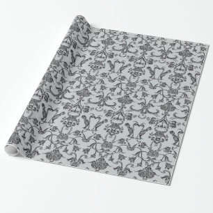 Papier Cadeau Damassé florentine vintage (noir)