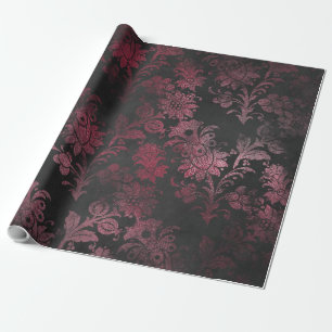 Papier Cadeau Damassé grunge 15 d'éraflure antique rose et noire
