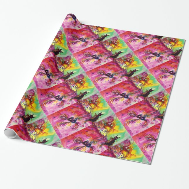 Papier Cadeau DAME AVEC CHAT NOIR / Mascarade vénitienne (Déroulé)