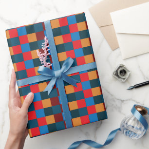 Papier Cadeau Damier à carreaux de couleur moderne