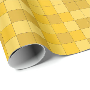 Papier Cadeau Damier jaune moutarde 