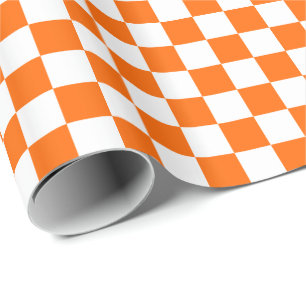 Papier Cadeau Damier orange et blanc