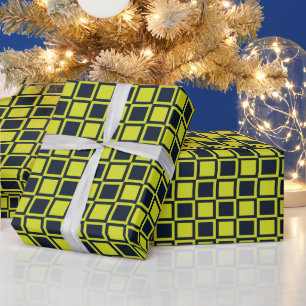 Papier Cadeau Damier vert bleu marine