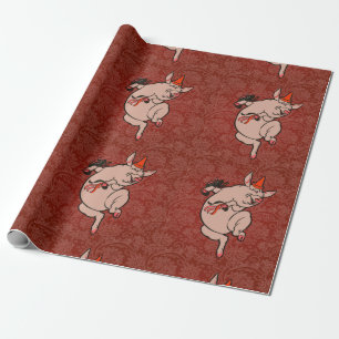 Papier Cadeau Dancing Pig Antique Cute Danseuse