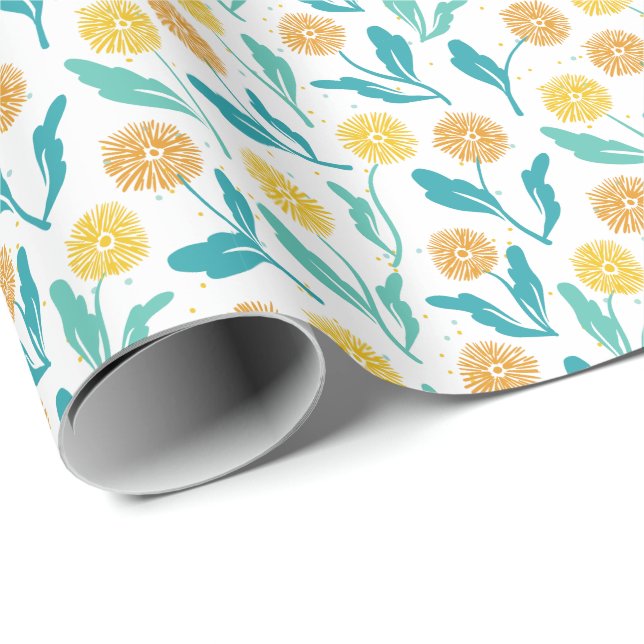 Papier Cadeau Dandelion jaune motif floral - Inspiré par la natu (Coin rond)