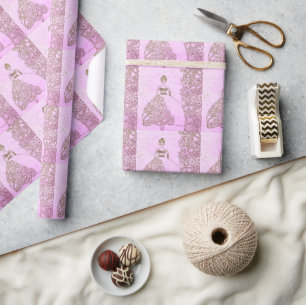Papier cadeau d'anniversaire de princesse conte de