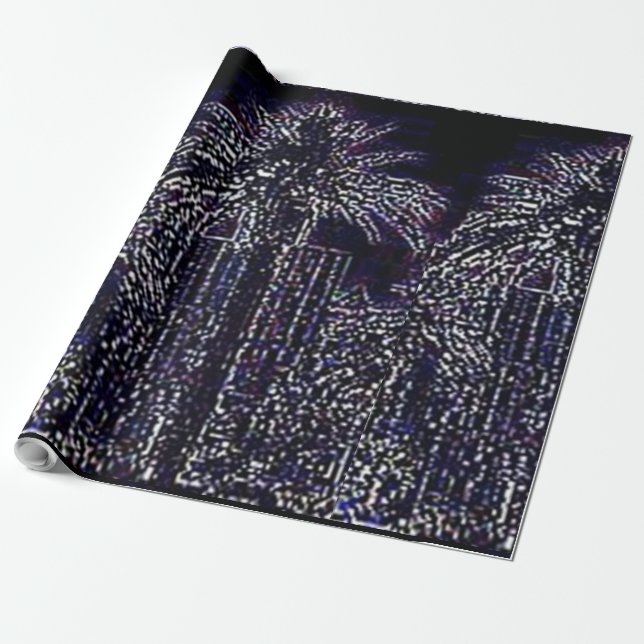 Papier Cadeau Dans le papier d'emballage noir mat des palmiers d (Déroulé)
