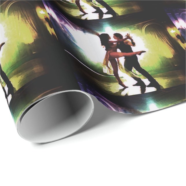 Papier Cadeau Danse Couple Ballroom Latin Ou Ballet (Coin rond)