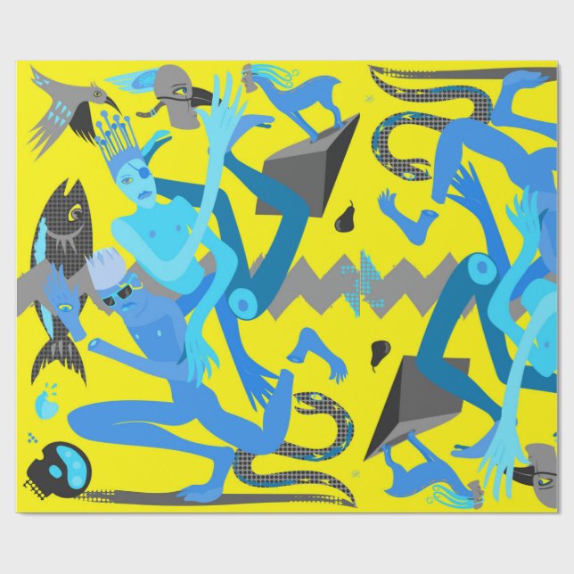 Papier Cadeau Danse jaune (Plat)