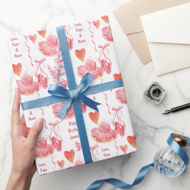 Papier Cadeau Danse rose Tutu et Chaussons de ballet Anniversair (Cadeaux)