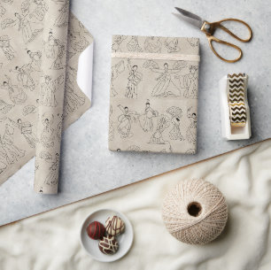 Papier Cadeau Danseurs et tambours coréens traditionnels Wrappin
