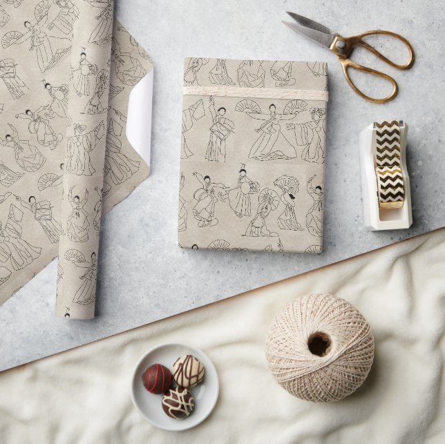 Papier Cadeau Danseurs et tambours coréens traditionnels Wrappin (Artisanat)