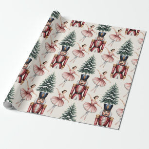 Papier Cadeau Danseuse de ballet Casse-Noisette arbre de Noël 