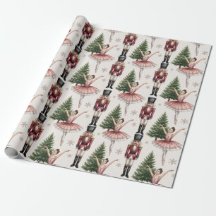 Papier Cadeau danseuse de ballet Casse-Noisette arbre de Noël 
