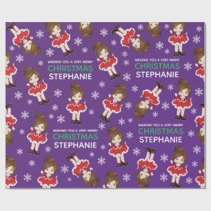 Papier Cadeau Danseuse de Noël Brunette