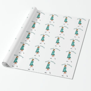 Papier Cadeau Danseuse Irlandaise en Soft Shoe Turquoise