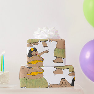 Papier Cadeau Danseuses hawaïennes hilarantes de hula en dessin