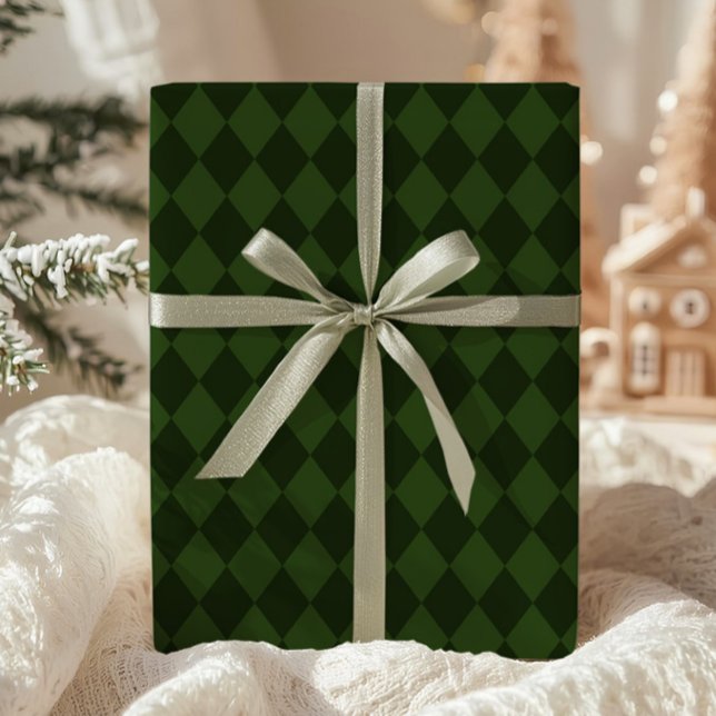 Papier Cadeau Dark Green Argyle Wrapping Paper (Créateur téléchargé)