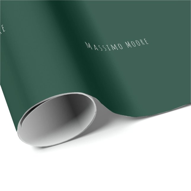 Papier Cadeau Dark Green Plain Elegant Casual Own Name (Coin rond)