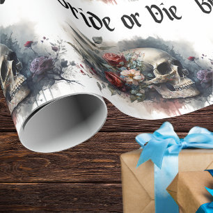 Papier Cadeau Dark Moody Gothic Bride ou Die Fête des mariées