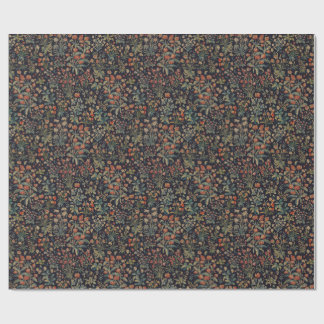 Papier Cadeau Dark Moody Midnight Forest Floral Botanical