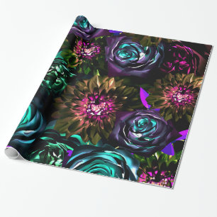 Papier Cadeau Dark Wonderland Bold Glamor Floral Flowers Party
